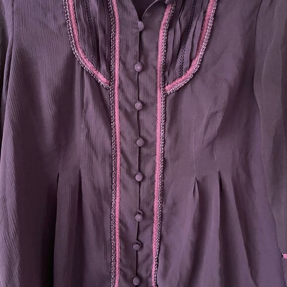 Cold water creek sheer purple long sleeve blouse‎ - Picture 2 of 8